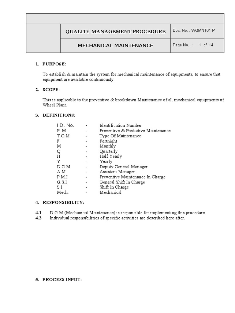 Mechanical Maintenance Pdf