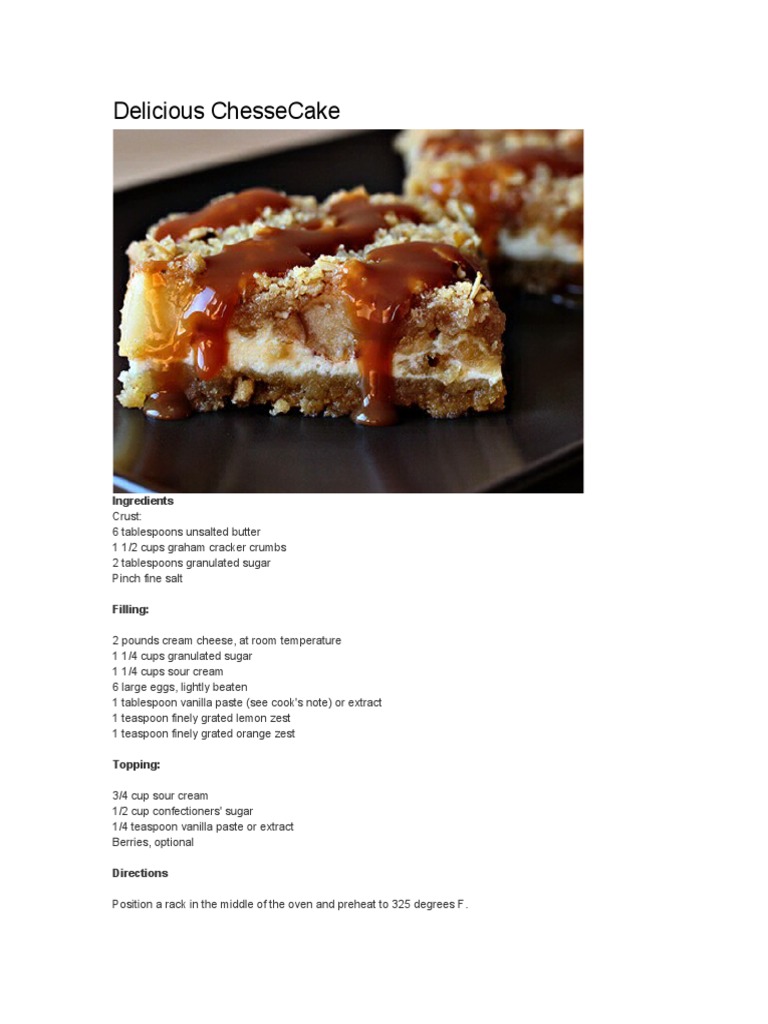 Classic Cheesecake Recipe | PDF | Cooking, Food & Wine