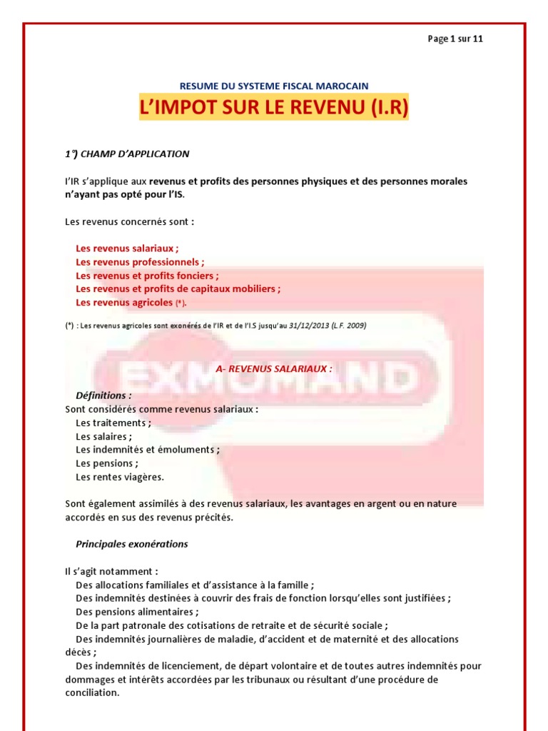 Impôt sur le revenu au Maroc | PDF | Retraite | Impôts