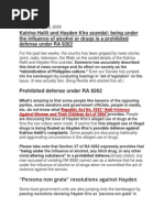 Katrina Halili and Hayden Kho Scandal - Being Under The Influence of Alcohol or Drugs Is A Prohibited Defense Under RA 9262