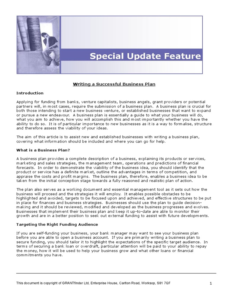 Writing A Successful Business Plan | PDF