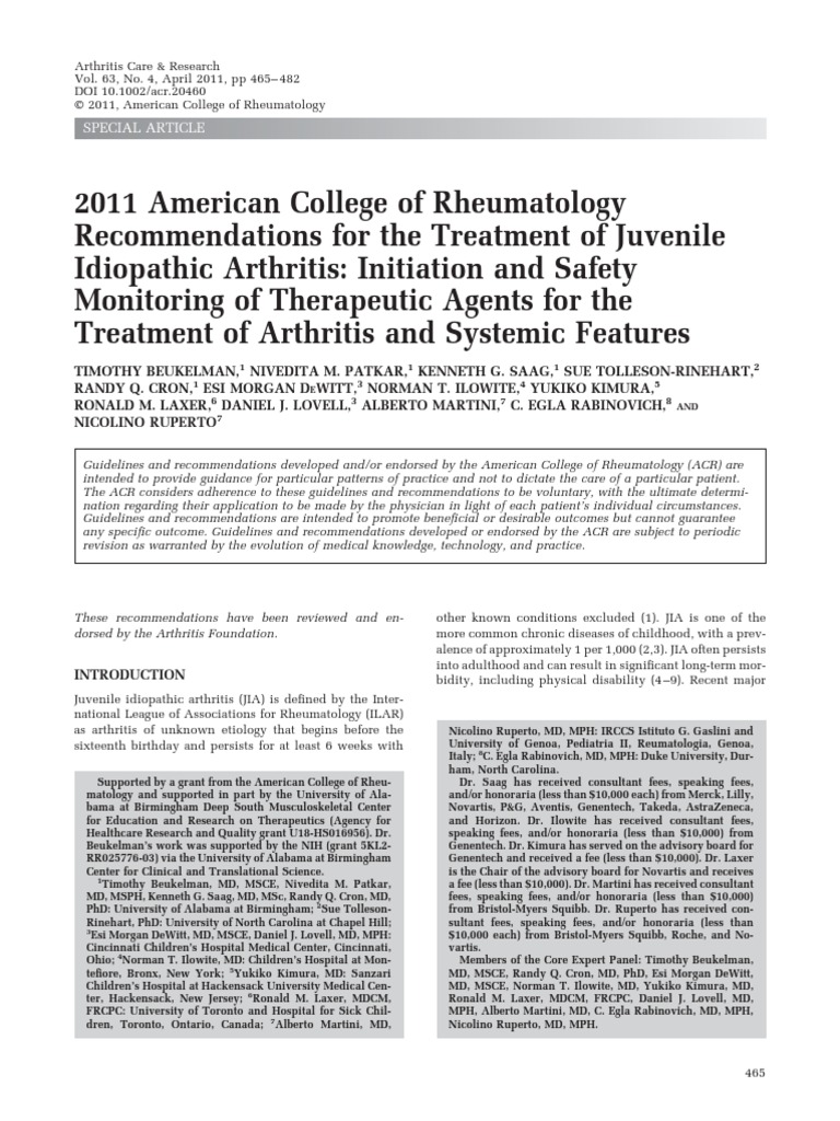 ACR 2011 Jia Full Manuscript PDF Evidence Based Medicine Arthritis