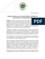 CP - Denuncia Propuesta para Dar Credito Contributivo para Donativos A Exgobernadores