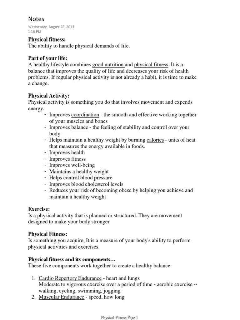 Physical Fitness Notes | Physical Fitness | Aerobic Exercise
