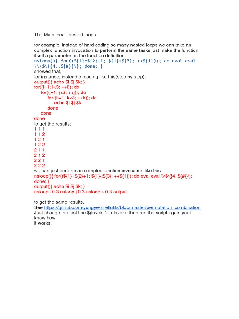 Simplifying Nested Loops in Bash | PDF