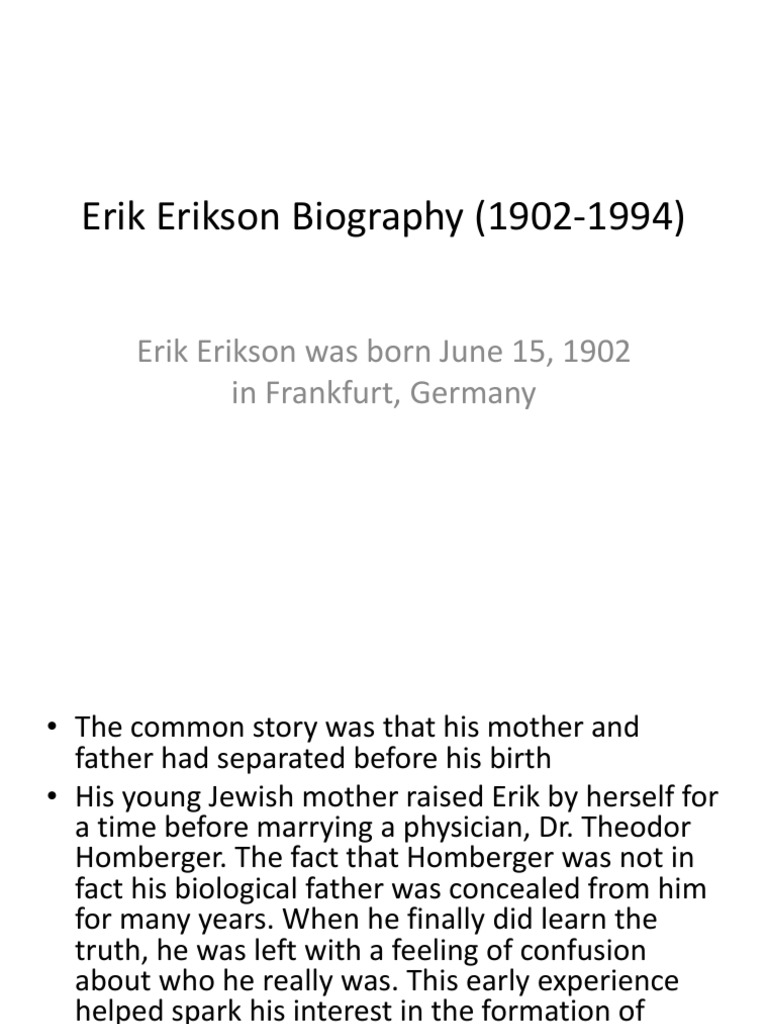 Erik Erikson Biography (19021994) PDF