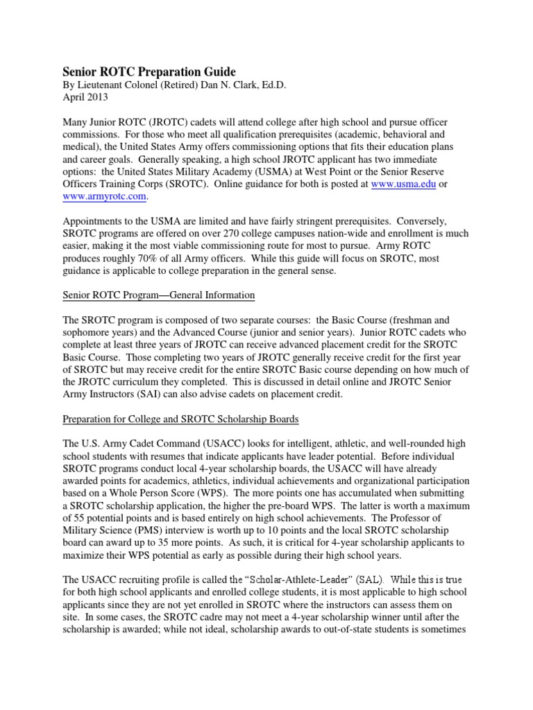 SROTC Scholarship Preparation Guide | PDF | Reserve Officers' Training ...