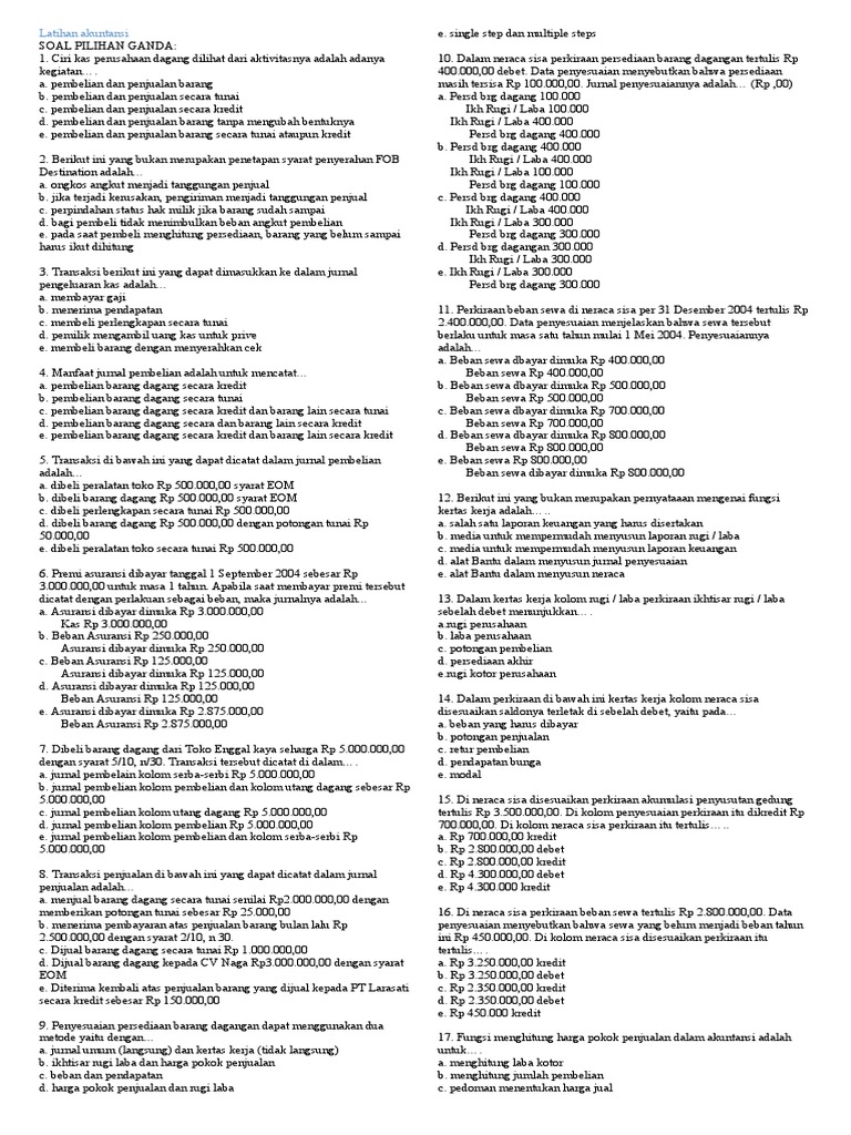 Latihan Akuntansi Pilgan Pdf