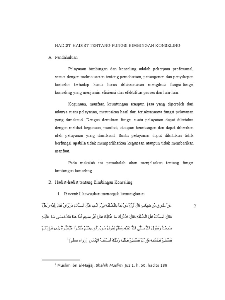 Hadist Hadist Tentang Fungsi Bimbingan Konseling