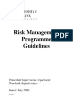 Risk Management Programme Guidelines: Prudential Supervision Department Non-Bank Deposit Takers Issued: July 2009