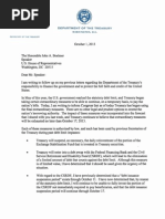 Treasury Letter To Congress - 100113