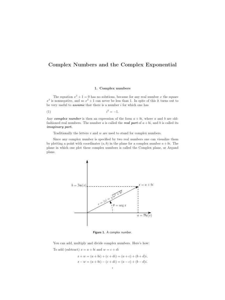 Complex Numbers and The Complex Exponential: Figure 1. A Complex Number ...