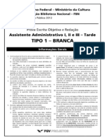 Cadastro - Prova - Assistente Administrativo I II e III - Tarde - Tipo 1