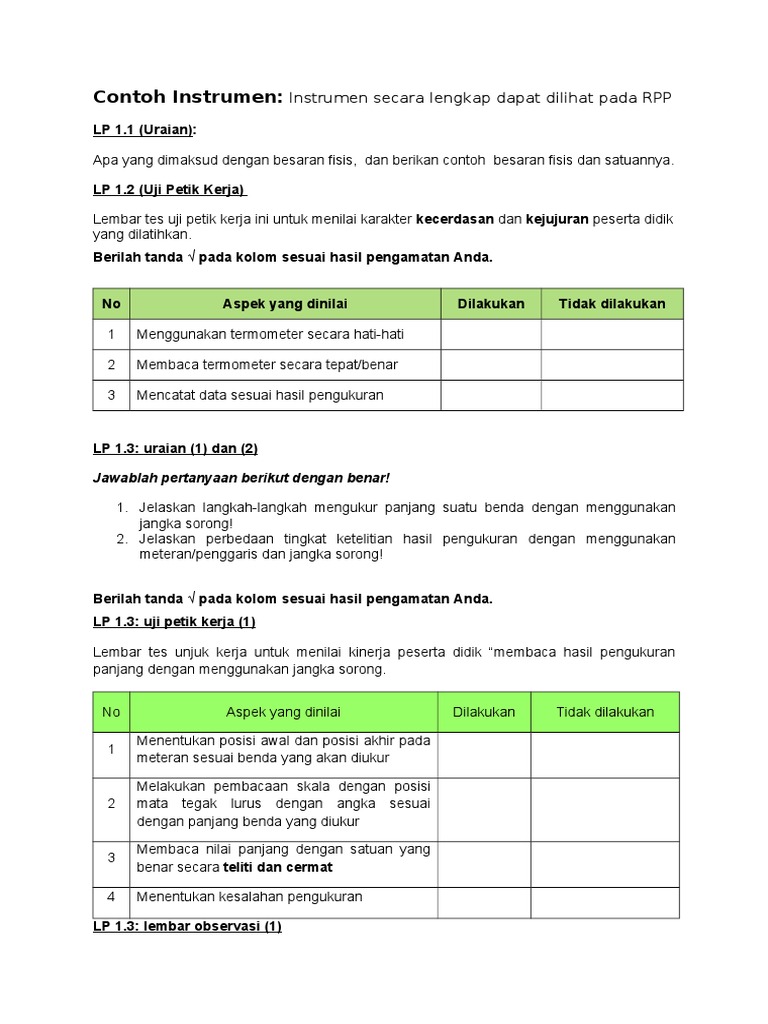 Contoh Instrumen Penilaian Doc