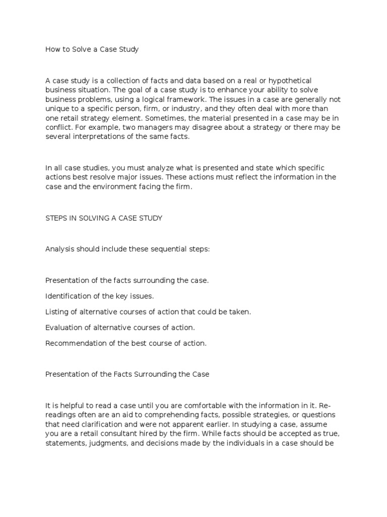 Steps to Solve a Business Case Study | PDF | Strategic Management ...