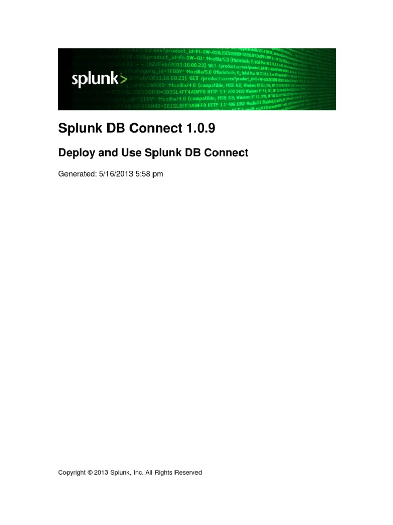 Splunk DBX 1.0.9 DeployDBX | PDF | Postgre Sql | Sql