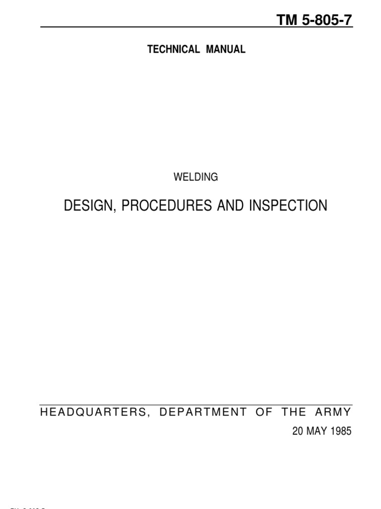 TM 5-805-7, Welding - DESIGN, PROCEDURES AND INSPECTION | PDF ...