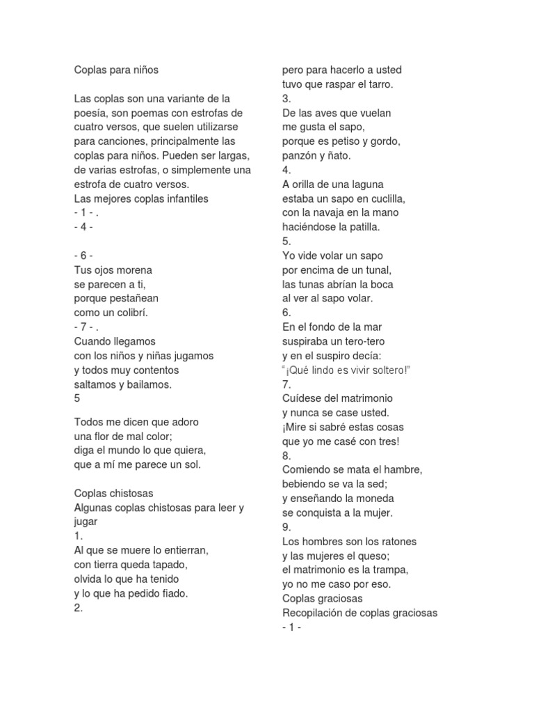 Coplas para Niños | PDF