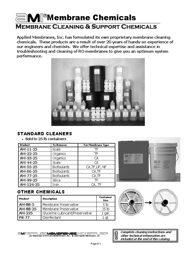 Membrane Chemicals and Cleaning Membrane Filtration
