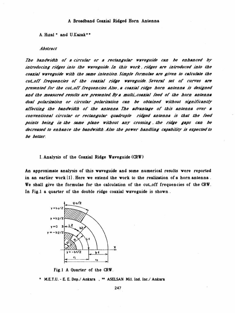 Coaxial Ridged Horn Antenna Design | PDF | Antenna (Radio) | Waveguide