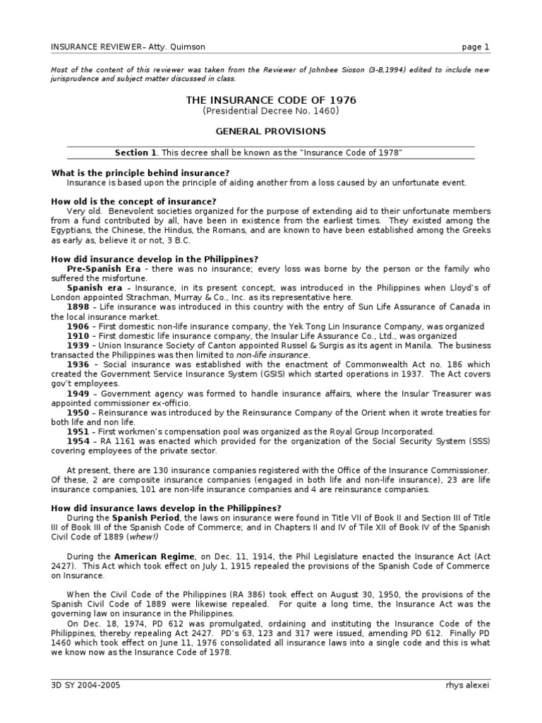 Insurance Reviewer (From Previous Classes) | PDF | Surety Bond | Insurance