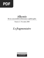 Download Alkemie Revue semestrielle de littrature et philosophie Numro 2 Le fragmentaire by Revista Vox Philosophiae httpwwwphilosophical-reviewinfo SN17326422 doc pdf