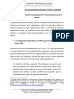Comisión Colombiana de Jursitas, 2010, Ganadores y Perdedores de La Aprobación Del PGN