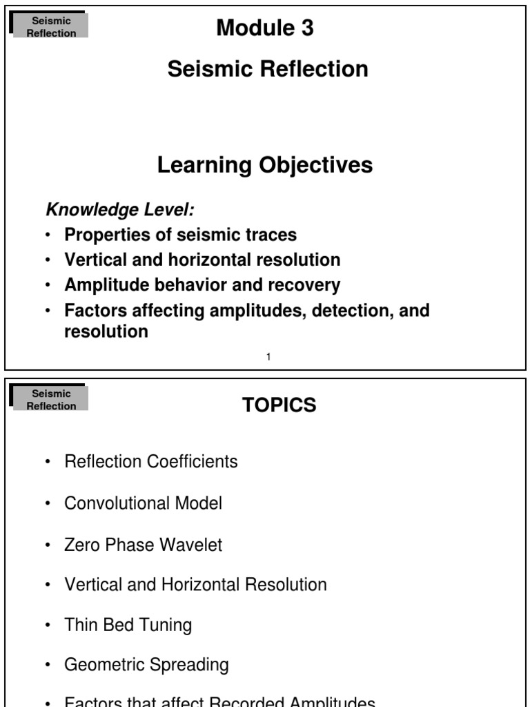 Seismic Reflection Resolution Analysis | PDF | Reflection Seismology ...