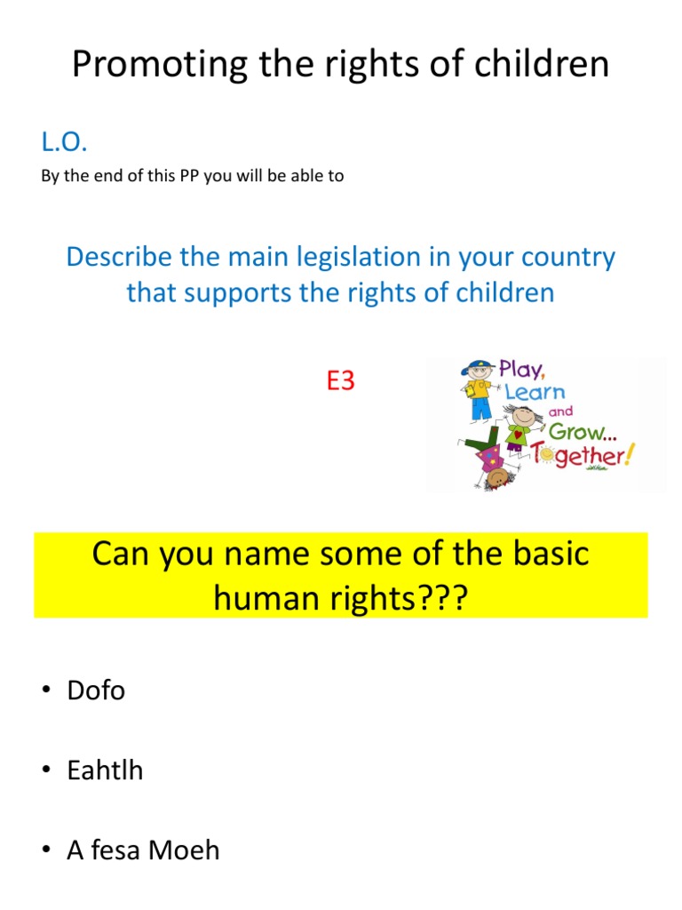 Promoting The Rights of Children E3 | PDF | United Nations ...