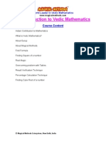 An Introduction To Vedic Mathematics: Course Content
