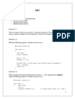 This Lab Exercise Covers: An Introduction To C Programming Arithmetic Statements Standard Input Output Mathematical Functions