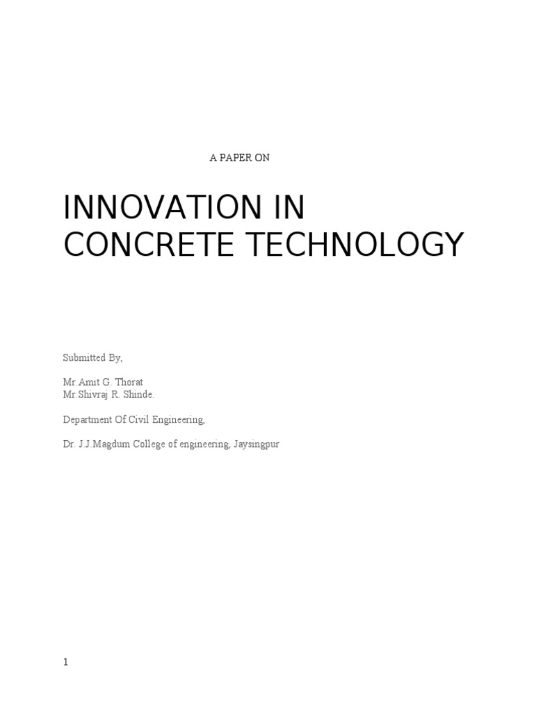 Innovations in Concrete Technology | PDF | Concrete | Cement