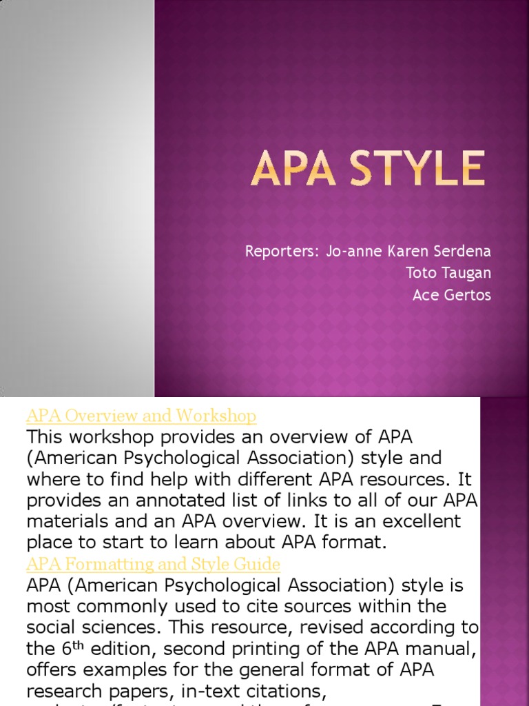 APA Style | PDF | Language Arts & Discipline | General Fiction