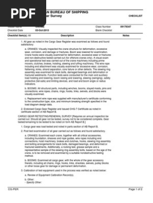 Cargo Gear Survey CHECKLIST