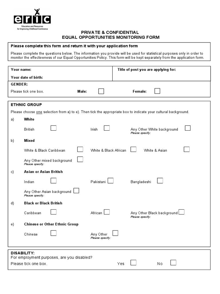 Equal Opportunities Monitoring Form | PDF | Politics