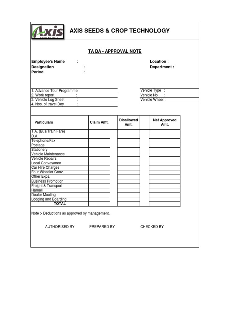 Axis Seeds Travel Expense Report | PDF