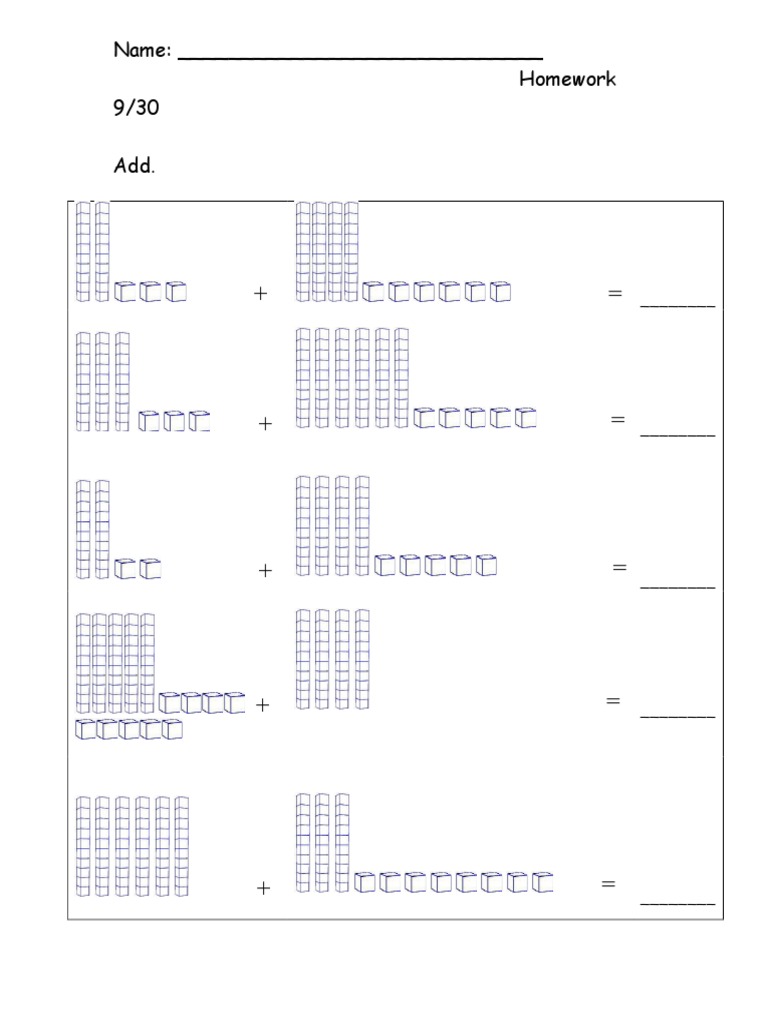 Basic Addition Homework Worksheet | PDF