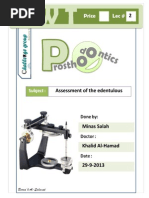 Prostho IV - Lec 2 - Assessment of the Edentulous Patient