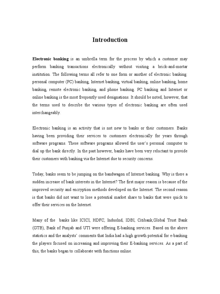 Introduction to E-Banking Services | PDF