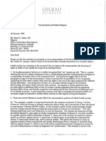 Letter From Gilead Founder and CEO Michael L. Riordan To NIH Office of Invention's Director Reid G. Adler