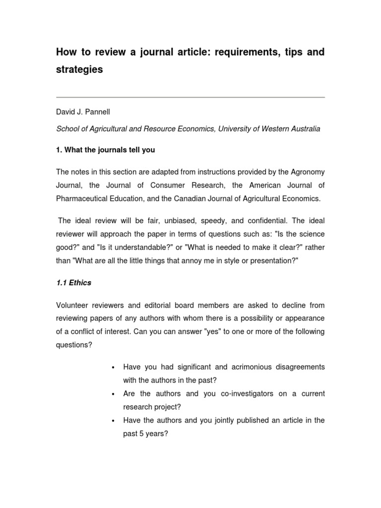 How To Review A Journal Article | PDF | Abstract (Summary 