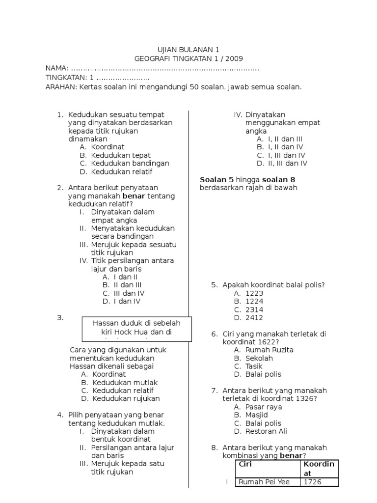 Ujian Geografi Tingkatan 1 Pdf