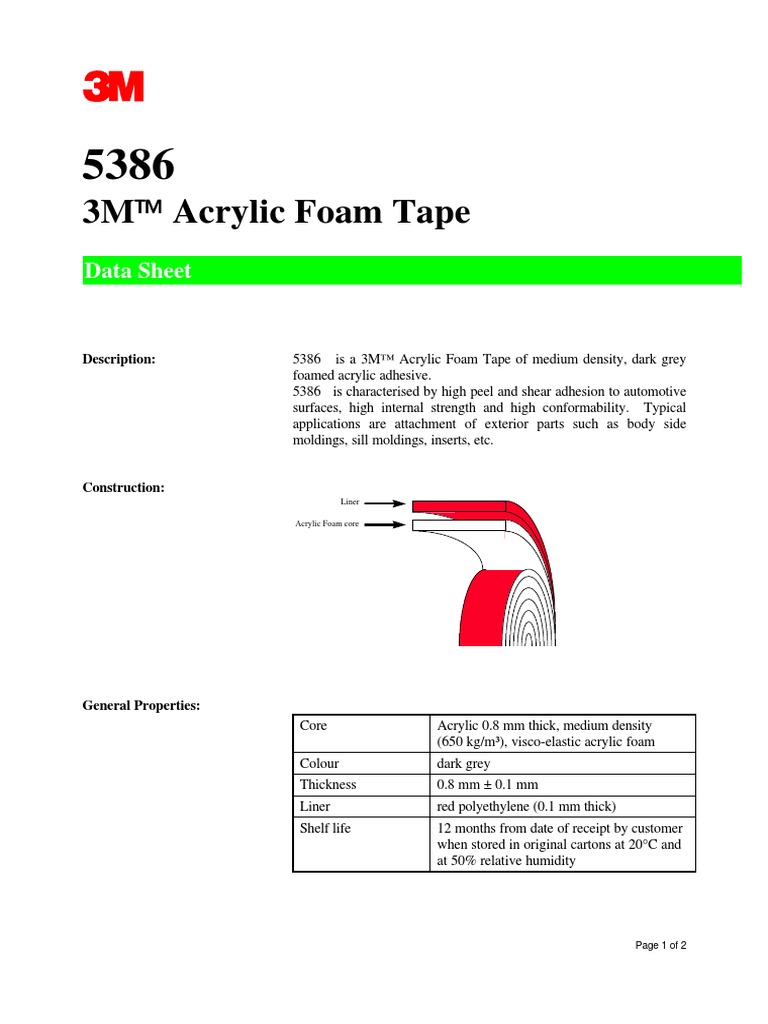 3M 5386 PDF Poly(Methyl Methacrylate) Adhesive