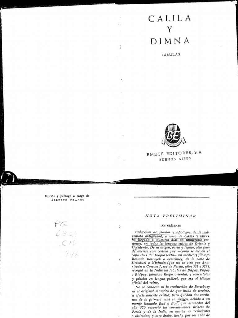 Calila Y Dimna Pdf | dans les différentes versions du Calila et Dimna ...