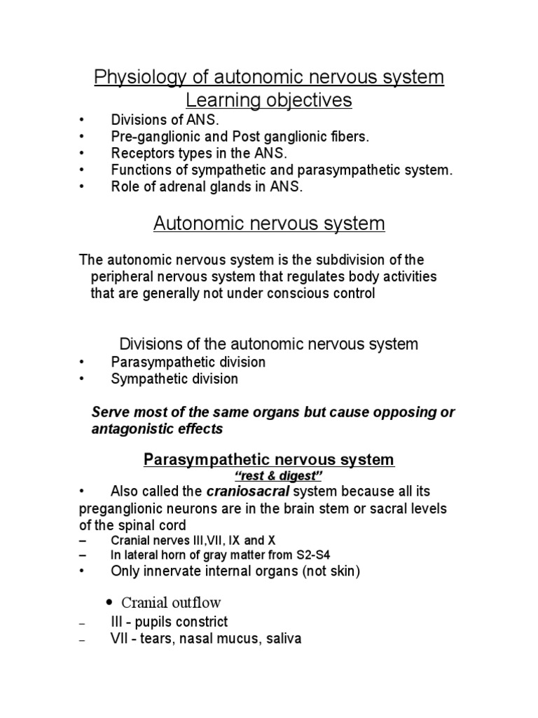 Autonomic Nervous System Physiology | PDF | Autonomic Nervous System ...