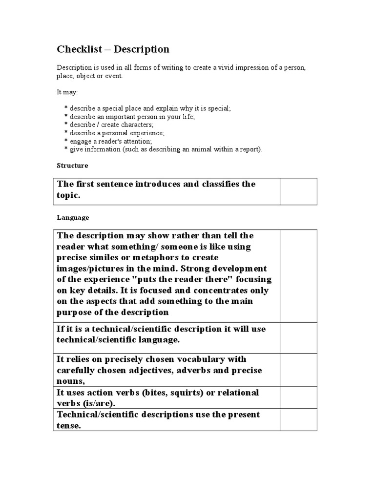 Effective Description Writing Guide | PDF