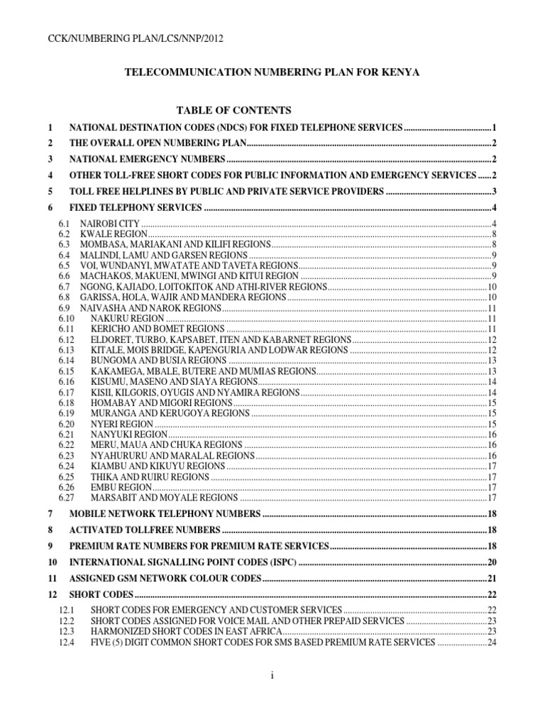 Telecommunication Numbering Plan | PDF | Telephone Numbering Plan | Nairobi