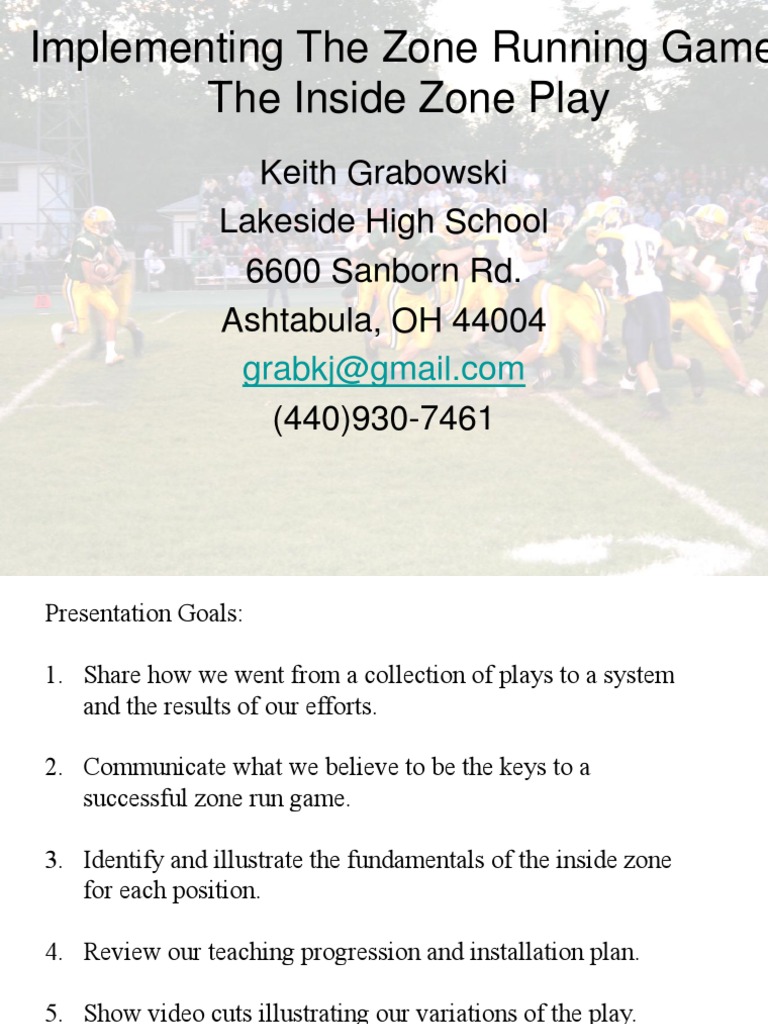 Implementing The Zone Running Game The Inside Zone Play | PDF ...