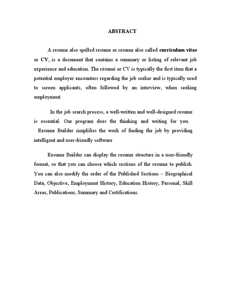 Abstract resume builder Résumé Business Documents