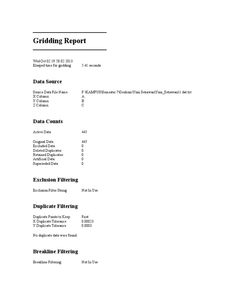 Gridding Report - : Data Source | PDF | Teaching Methods & Materials